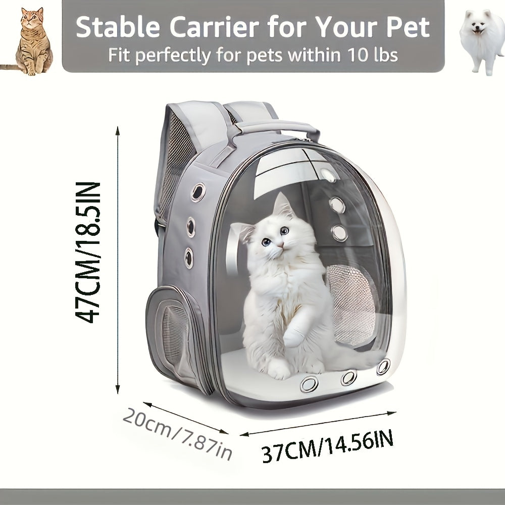 Space Capsule Cat Backpack Carrier - Transparent Window Double Shoulder Portable Pet Bag for Cats Small Dogs Travel Hiking Outdoor - Bubble Backpack Cat Carrier Black