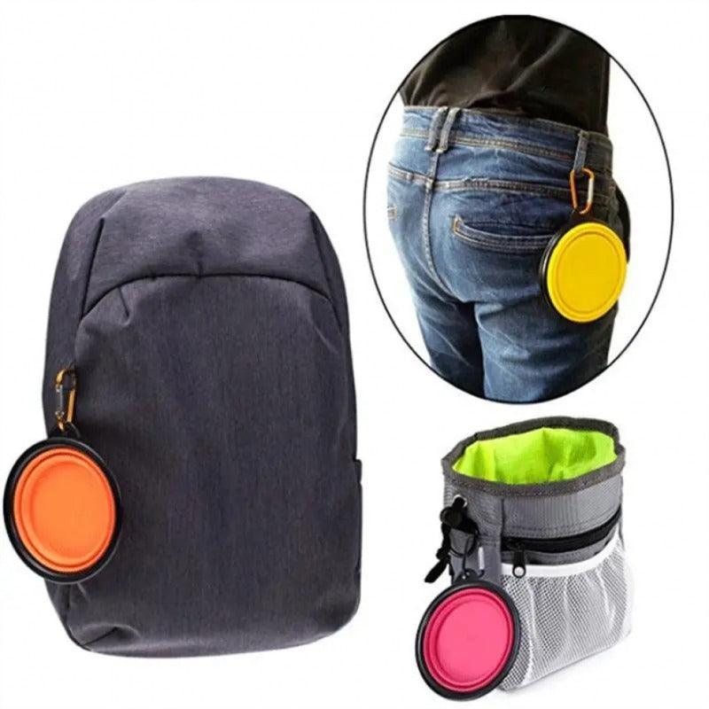 Foldable Pet Travel Bowls 5-Pack – Portable Collapsible Dog & Cat Food Water Bowls with Hanging Hook & Easy-Grip Handle for Camping, Hiking & Home Use, Random Colors