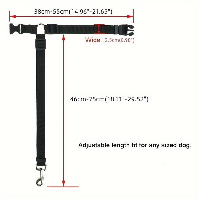 Adjustable Pet Car Seat Belt with 2-in-1 Nylon Leash - Universal Rear Seat Safety Belt for Dogs & Cats, Prevents Distraction & Window Falls During Car Travel, Secure Pet Vehicle Restraint for All Breeds