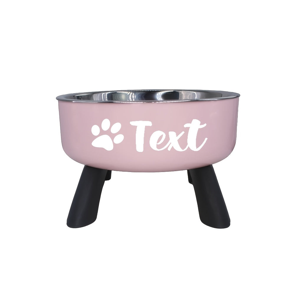 Personalized Stainless Steel Elevated Pet Bowl for Small Dogs – Anti-Slip Raised Feeder with Custom Name & Pattern, Neck Protection Design, Easy Clean Dog Food Water Dish