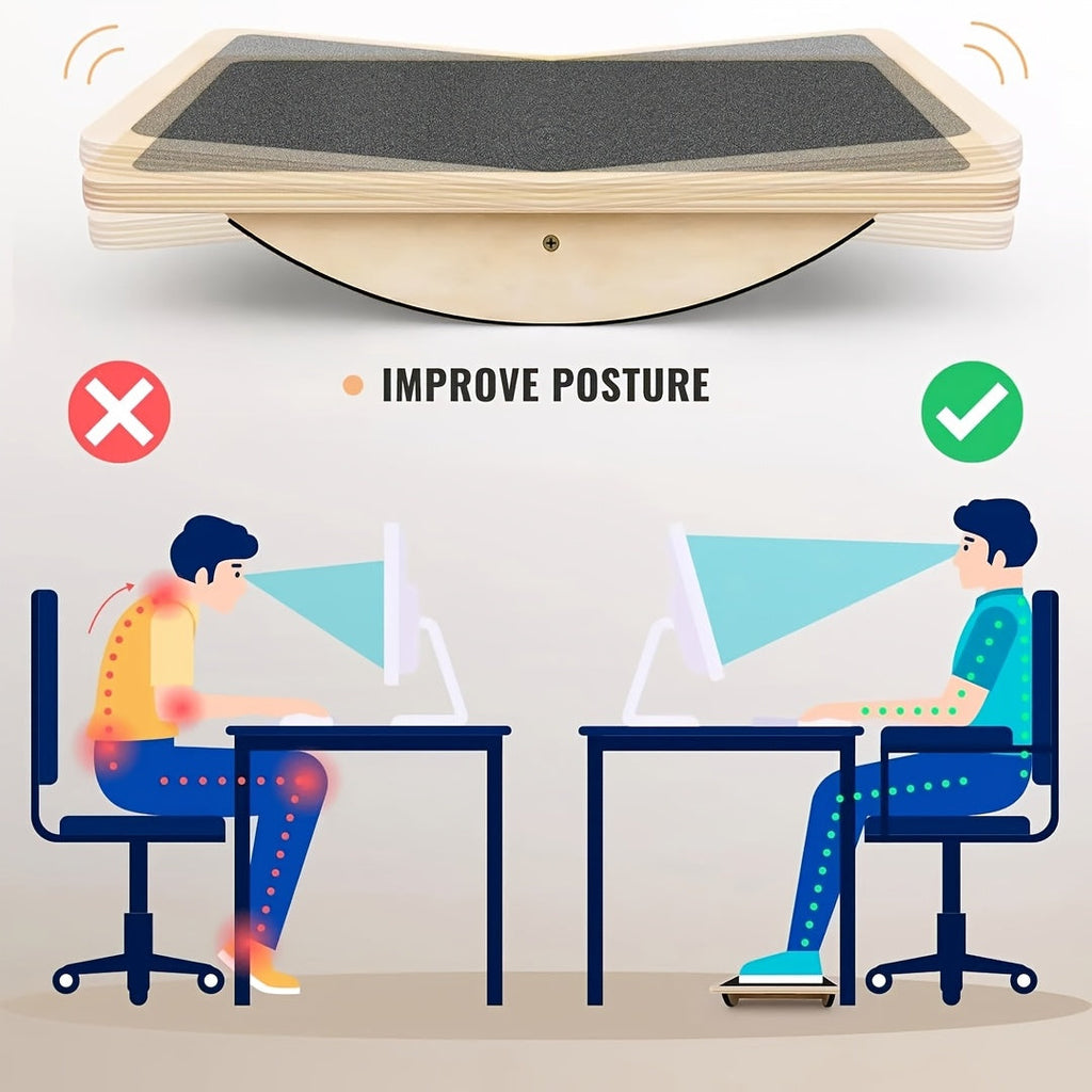 Balance Board for Adults - Wobble Board Wooden Anti-Slip Rocker Board for Core Strength, Physical Therapy, Standing Desk & Balance Training, Supports 350 LBS