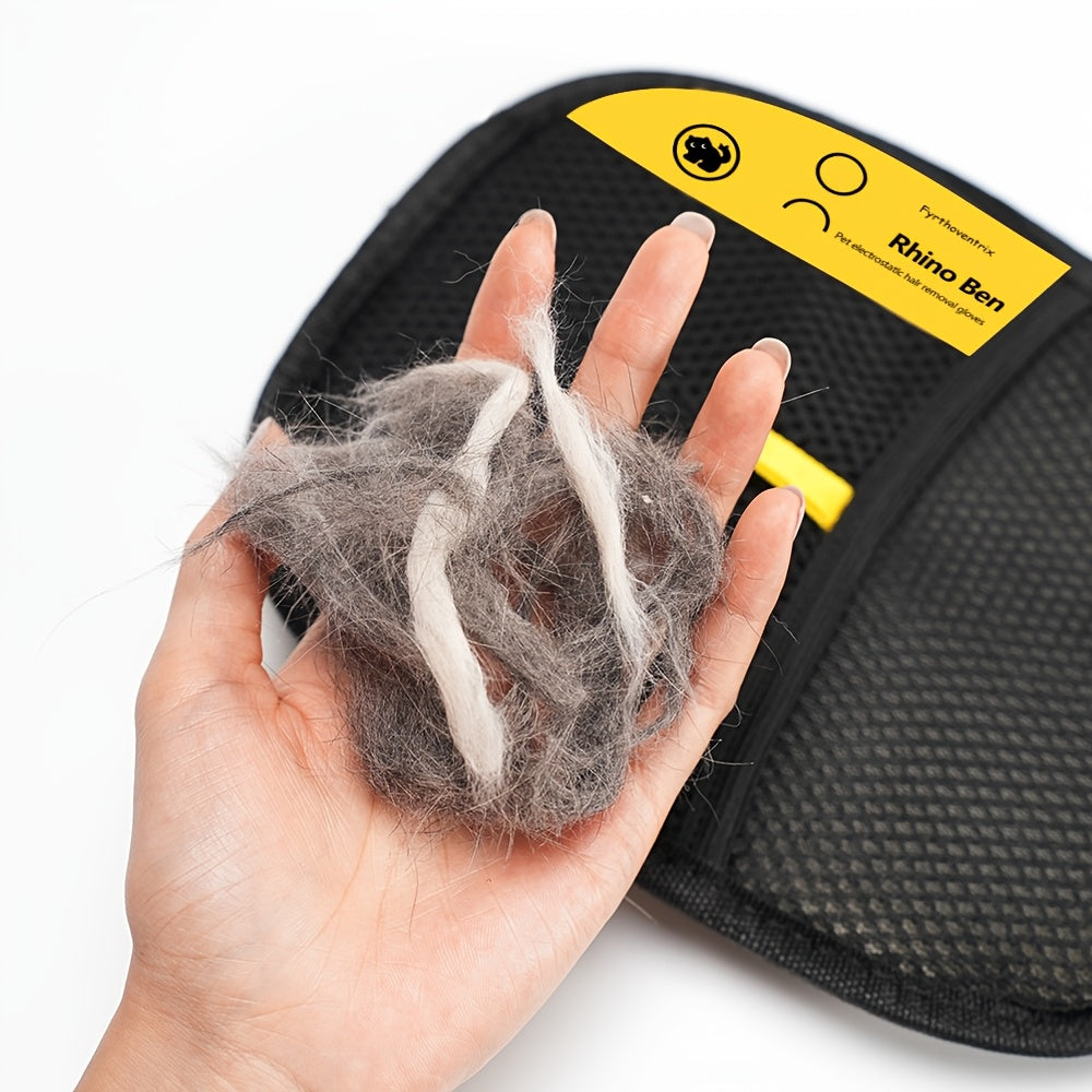 Pet Grooming Gloves Large Size Static Hair Removal - Upgraded Polypropylene Cat & Dog Fur Remover Gloves 9.84x7.08in, Highly Effective Dander & Fur Removal for Furniture, Bedding & Pet Coat