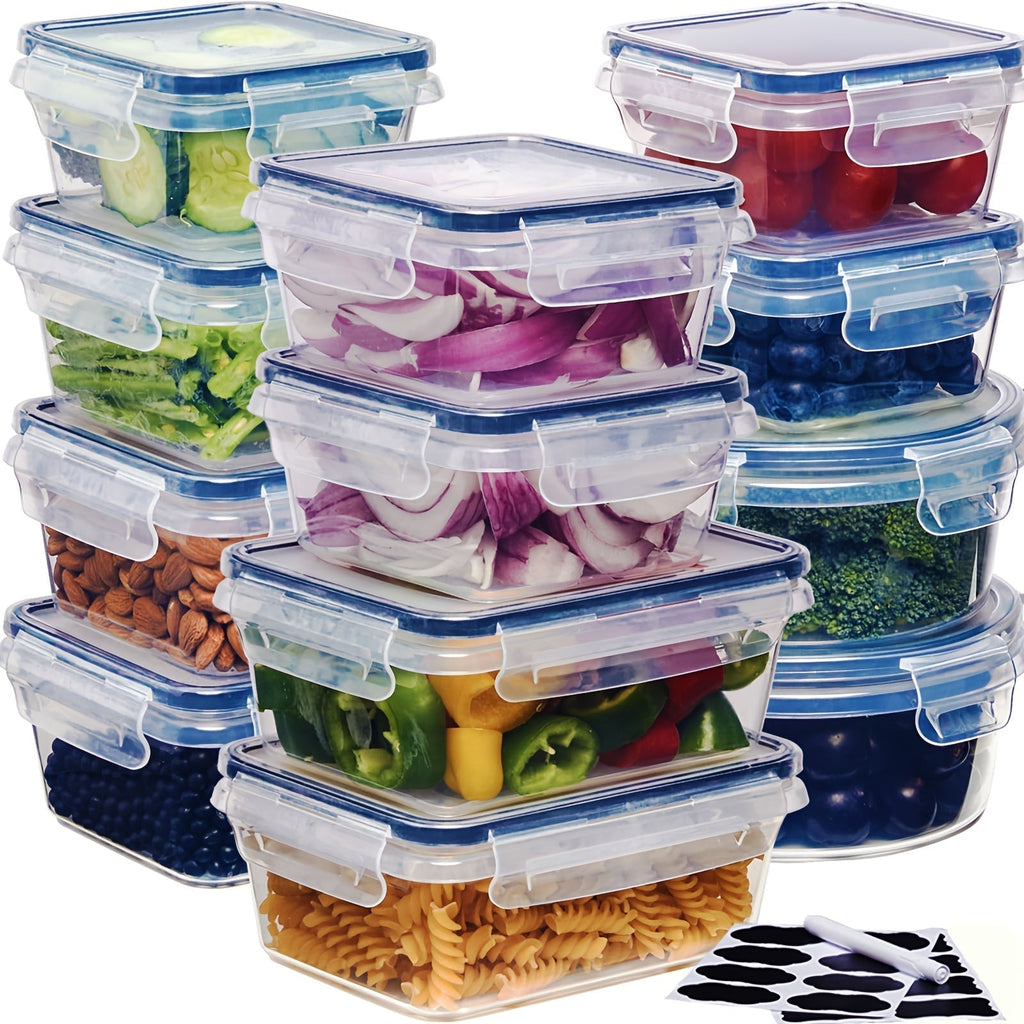 Airtight Food Storage Containers Set with Easy-Snap Lids – BPA-Free Reusable Meal Prep & Pantry Organizers with Labels & Marker, Stackable Kitchen Storage for Snacks Lunch Dry Goods, 24 or 48 Piece