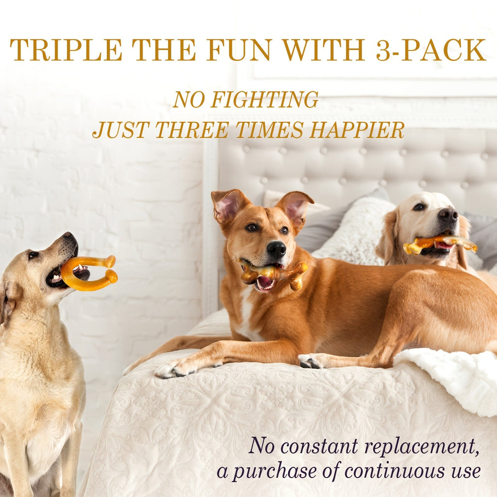 Durable Dog Chew Toys 3pcs Set for Aggressive & Super Chewers – Tough Nylon Dog Toys for Medium to Large Breeds – Long-Lasting Indestructible Chew Toys for Teeth Cleaning & Boredom Relief