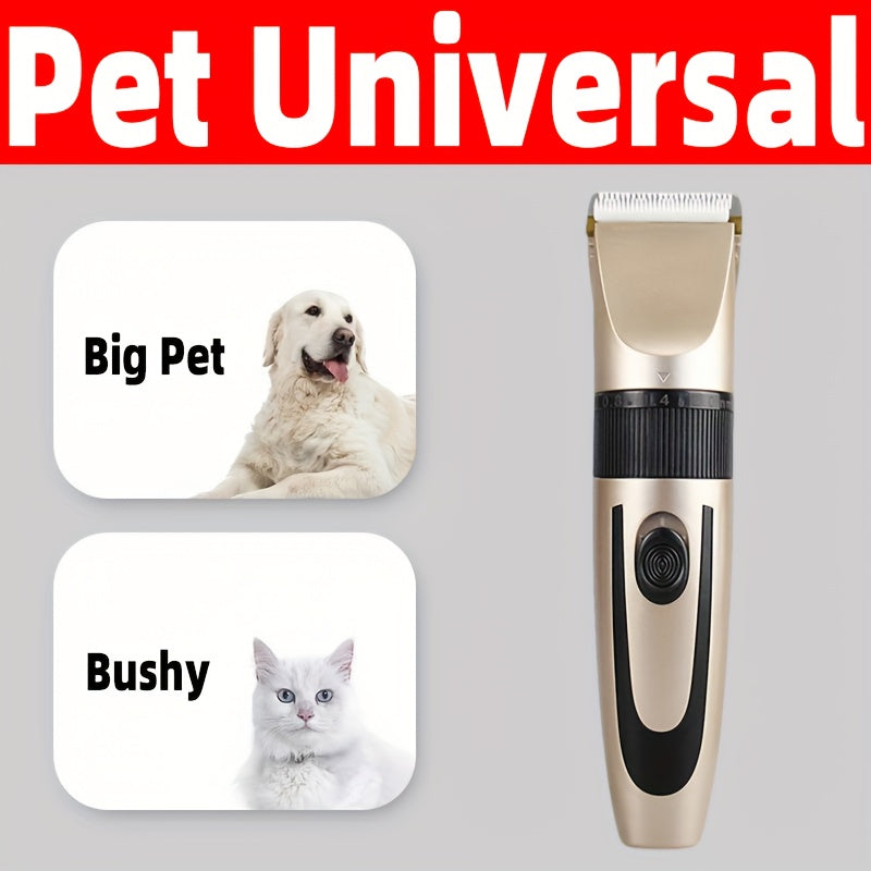 Professional Wireless Pet Hair Clipper USB Rechargeable - Low Noise Dog & Cat Grooming Trimmer Set with 4 Guide Combs, Cordless Electric Pet Shaver for Full Body Coat Trimming, Suitable for Most Pets