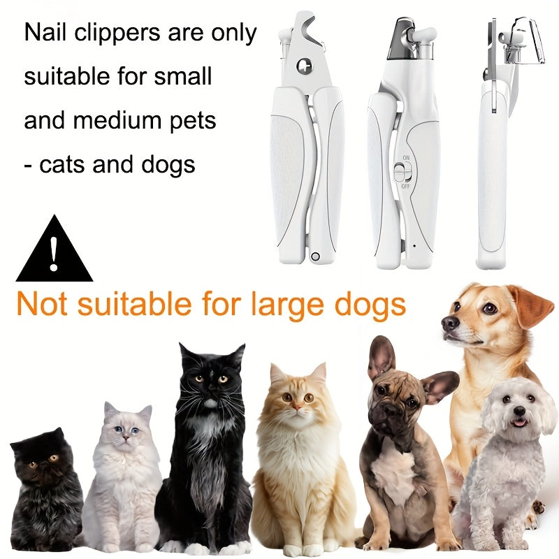 LED Pet Nail Clippers USB Rechargeable – Cat & Dog Nail Scissors with Built-In Light, Nail File & Anti-Splash Guard, Professional Precision Grooming Tool for Safe At-Home Pet Nail Trimming