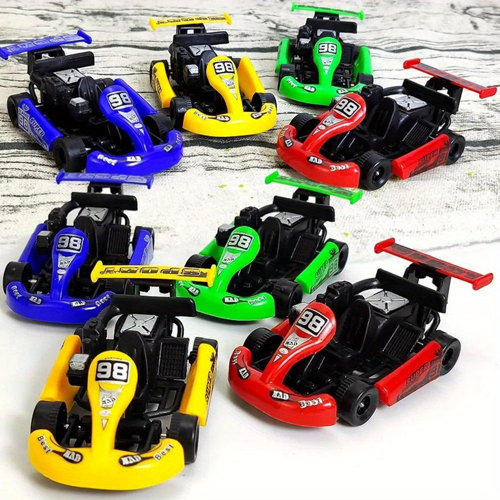 Mini Pull Back Cars 8 Pack - Colorful Cartoon Racing Kart Toy Cars for Kids, Birthday Party Favors, Pinata Stuffers, Goody Bag Fillers, Christmas Halloween Gifts & School Prizes (Random Colors)