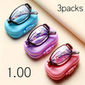 3-Pack Folding Reading Glasses Unisex Mixed Colors 1.0x–4.0x Magnification Compact Portable Elegant Business Style Readers Gift