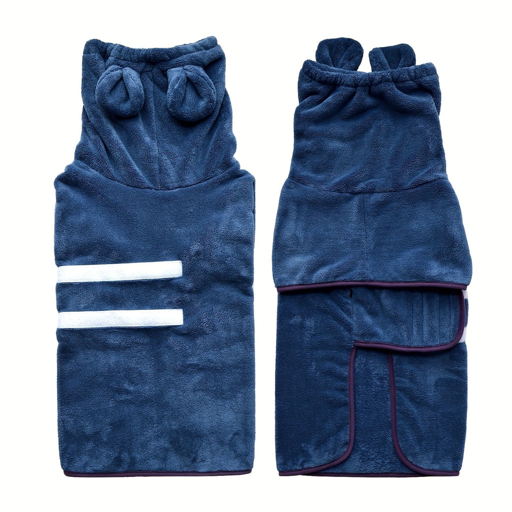 Hooded Dog Bathrobe Super Absorbent Quick-Dry Dog Robe with Hood Cozy Post-Bath Drying Coat Dog Pajamas XS S M L XL XXL 3XL 6 Colors Deep Blue Pink Green Light Blue Orange Grey