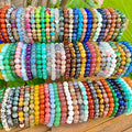 20pc Glass Bead Stretch Bracelet Set for Women & Men – 8mm Round Boho Elastic Bracelets, Random Assorted Colors, Stackable Unisex Jewelry Gift for Birthday, Christmas & Parties