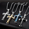 Men's 4pc Cross Necklace Set – 316L Stainless Steel Knight Cross Pendant Jewelry, Tarnish-Free Gothic Religious Necklaces for Men, Cool Gift for Him, Everyday & Streetwear Style