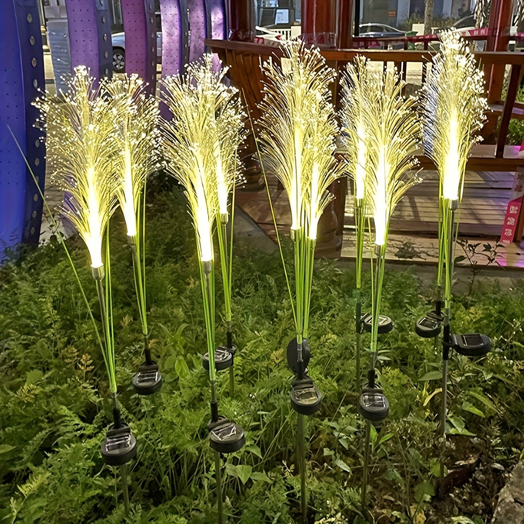 Solar Powered Golden Grass Garden Lights – Energy-Efficient Outdoor Decorative Stake Lights for Yard, Patio & Balcony, Nickel Battery, Semi Flush Mount, Available in 1pc or 2pcs