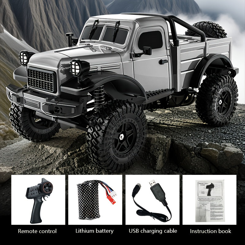 High-Torque RC Pickup Truck Crawler - Carbon Brushed Motor, Ultra-Low Center Chassis, Lightweight Vacuum Shell & Wide-Traction Axle | All-Terrain Rock Climbing RC Car for Adults & Kids | Off-Road Hobby Gift