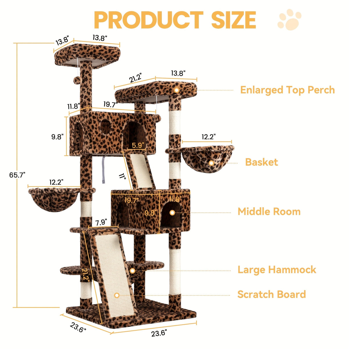 WEEWAY Corner Cat Tree Tower for Indoor Cats 36–81 Inch – Multi-Level Cat Furniture with Sisal Scratching Posts, Condo Cave, Hammock, Ramps, Plush Perches, Basket & Pompom Toys, Perfect Cat Gift