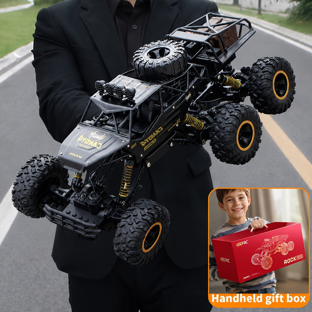 1:10 Scale Six-Wheel Alloy RC Monster Truck 2.4GHz Off-Road Climbing Vehicle 1200mAh Battery LED Lights Independent Shock Absorption Gift Box Model 9219