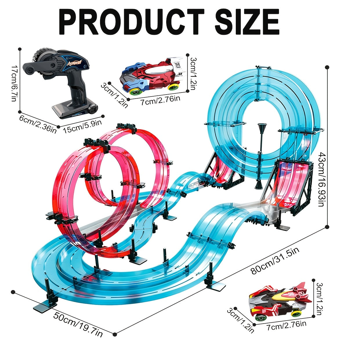 RC Track Car Rail Racing Toy Set, Build Your Own 3D Super Track Slot Car Playset with 2 Cars & 2 Remote Controllers – STEM Kids Gift for Boys Girls Ages 6+