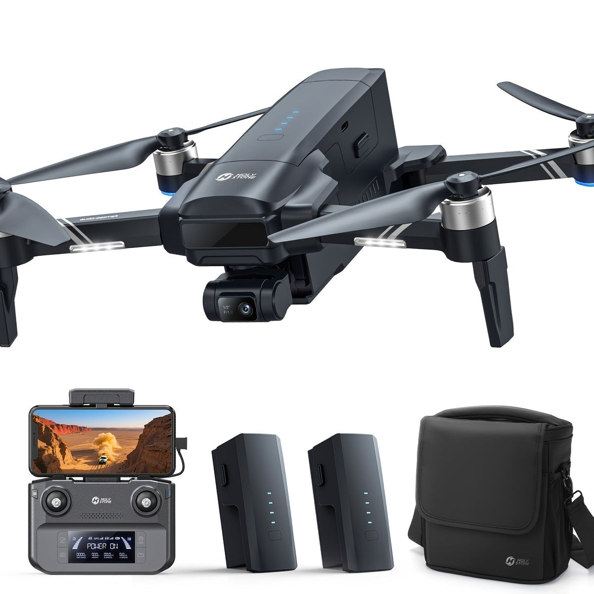 Holy Stone HS600D Professional Drone with 1/2" Sony CMOS Camera 4K HDR Video 3-Axis Gimbal – 6KM Transmission, 80-Min Flight, Level-6 Wind Resistance, AI Smart Track, Auto Return for Adults