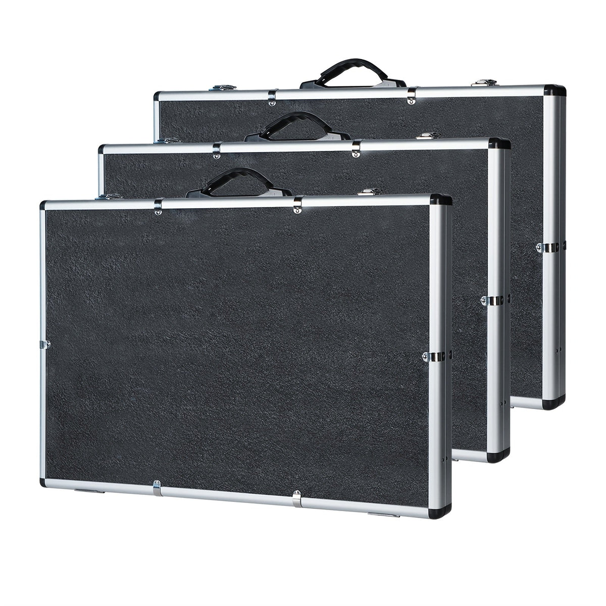 Aluminum Trading Card Display Case Lockable Portable Collector Showcase Box with Carry Handle for Pokemon MTG Sports Cards Pins Jewelry Photos Collectibles Silver Black