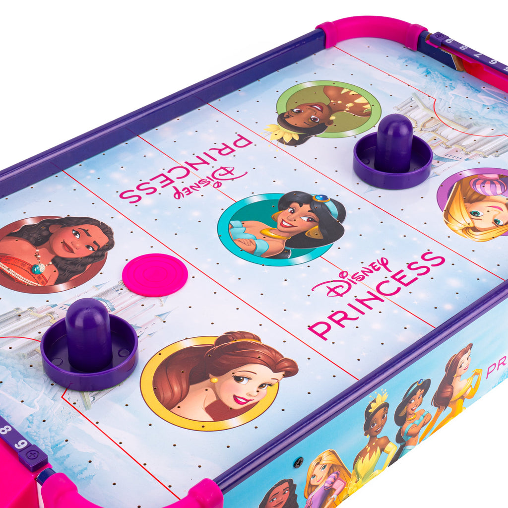 Disney Princess Officially Licensed Electronic Tabletop Air Hockey Table – Smooth Wooden Playing Surface, Manual Score Trackers, Fun Kids Game for Playroom, Birthday & Holiday Gift