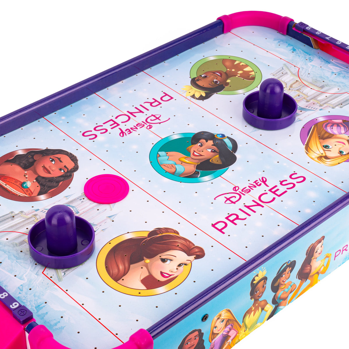 Disney Princess Officially Licensed Electronic Tabletop Air Hockey Table – Smooth Wooden Playing Surface, Manual Score Trackers, Fun Kids Game for Playroom, Birthday & Holiday Gift