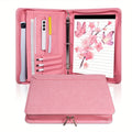 Vegan Leather Portfolio Binder 3-Ring Zipper A4 Legal Laptop Pocket Work Organizer for Women Men