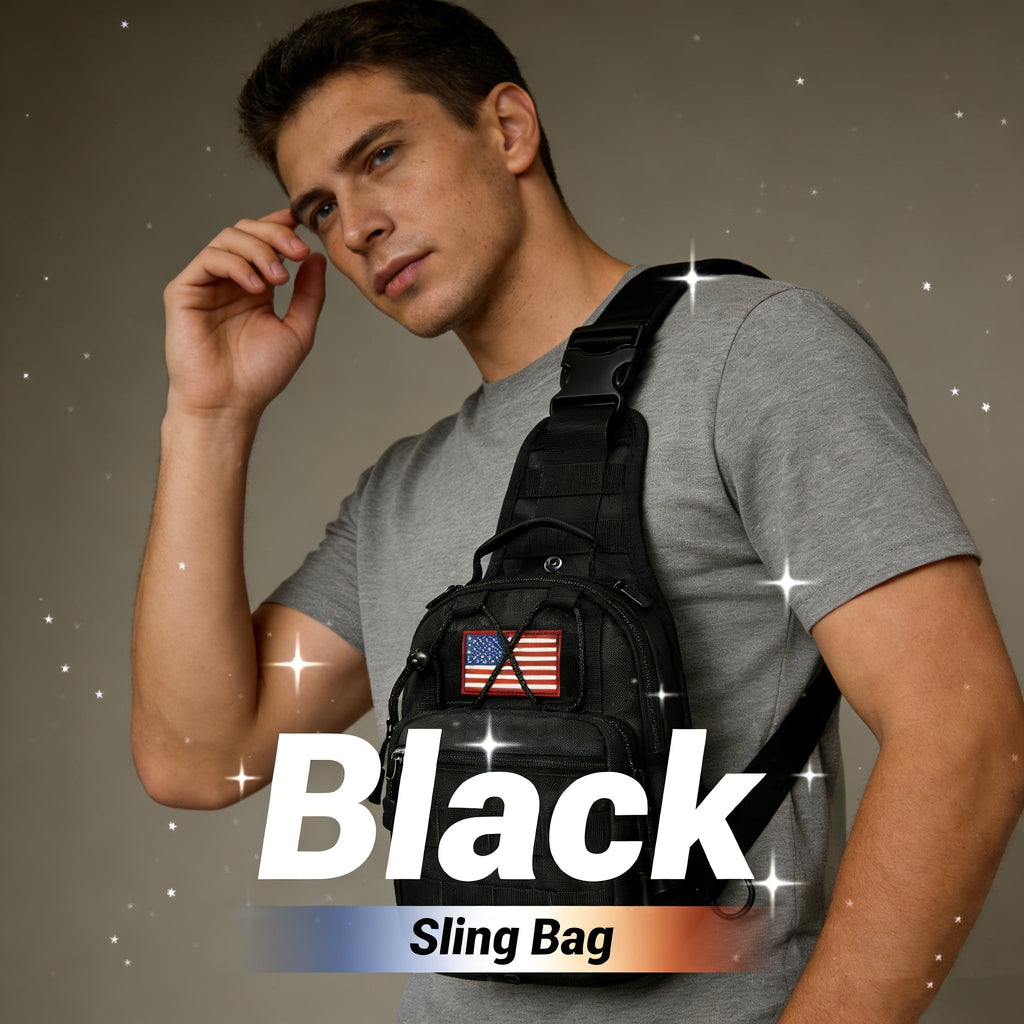 Tactical Sling Backpack – Lightweight Crossbody Daypack for Cycling, Hiking, Travel & Daily Use, Multiple Colors with Flag Patch Option