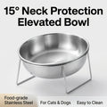 Elevated Dog & Cat Bowl Set – 15° Tilted Stainless Steel Raised Food & Water Bowl with Stand, Anti-Choke Ergonomic Design for Small Dogs & Cats – 2-Piece Bowl + Stand Set