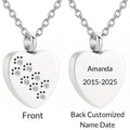 Personalized Pet Cremation Jewelry for Ashes - Custom Photo Urn Necklace with Paw Print Heart Pendant, Stainless Steel Memorial Locket for Dog & Cat Ashes, Includes Funnel Kit - Pet Loss Gift