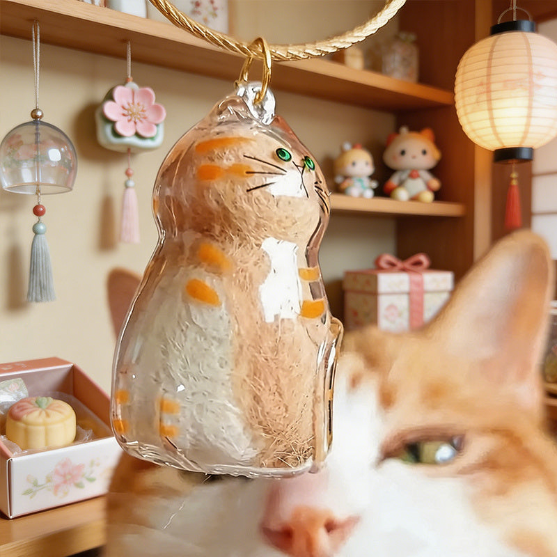 Cat Hair Keepsake Box Set - 6 Cute Cat-Shaped Sealed Storage Jars with 6 Hooks, Hanging Rotating Capsules for Pet Hair Memorial, Cat Lover Gift, Pet Loss Remembrance Containers, Random Color