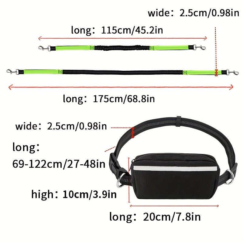 2-in-1 Dog Walking Waist Bag with Built-In Leash Holder – Multifunctional Adjustable Hands-Free Dog Walk Fanny Pack for Treats, Phone & Essentials, One Size, 9 Colors