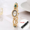 Retro Light Luxury Bracelet Watch for Women – French Temperament Vintage Quartz Bangle Wristwatch with Watch Band Adjust Tool, Elegant Ladies Watch Gift in Turquoise Yellow Pink White Green