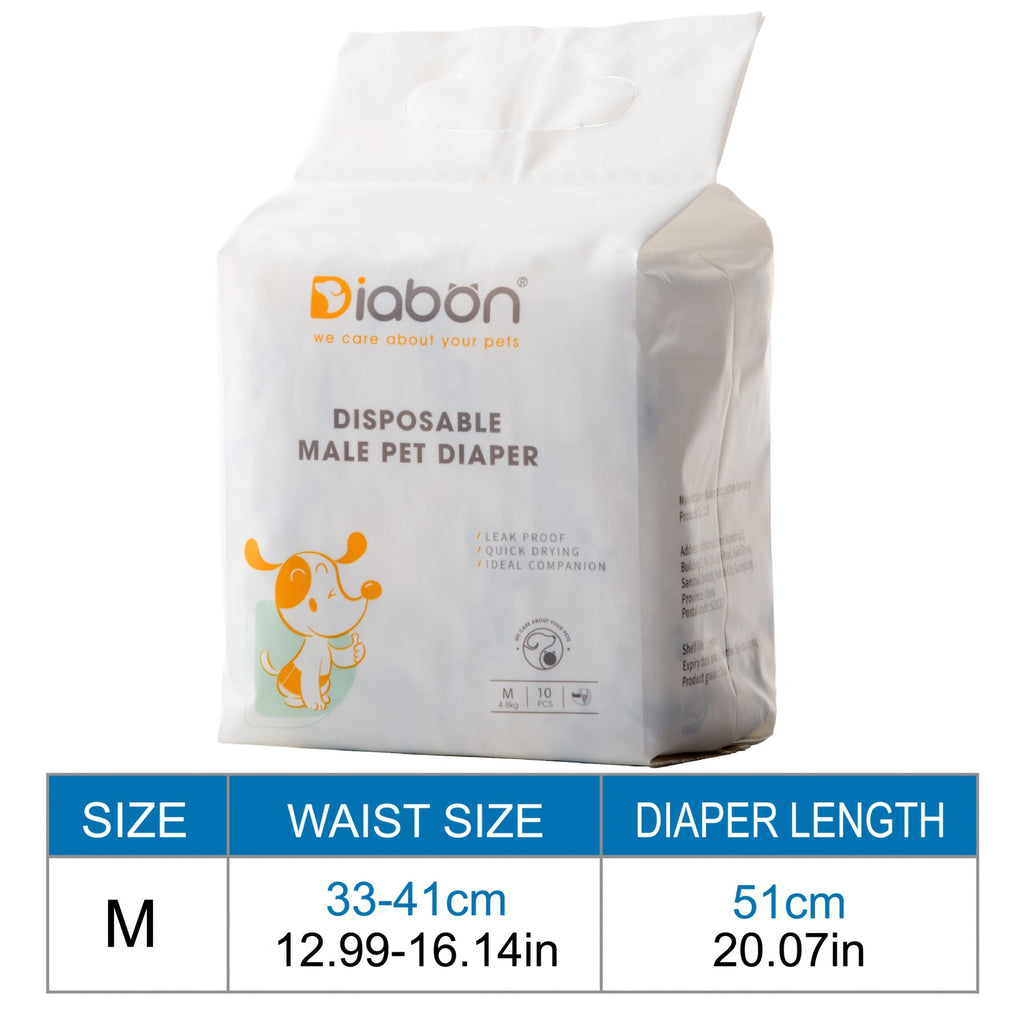 Disposable Dog Diapers Ultra-Absorbent Leak-Proof Pet Diapers for Male Dogs Puppies Senior Dogs – Super Absorbent Comfort Wraps for Incontinence Surgery Recovery and Outdoor Travel 10 Count Pack