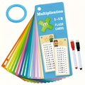 Multiplication Flash Cards 16pcs Reusable Writable Math Flashcards 1-12 Times Tables for Students Teachers Self-Assessment Dry Erase Markers Included Colorful Durable Math Learning Tool Christmas Gift