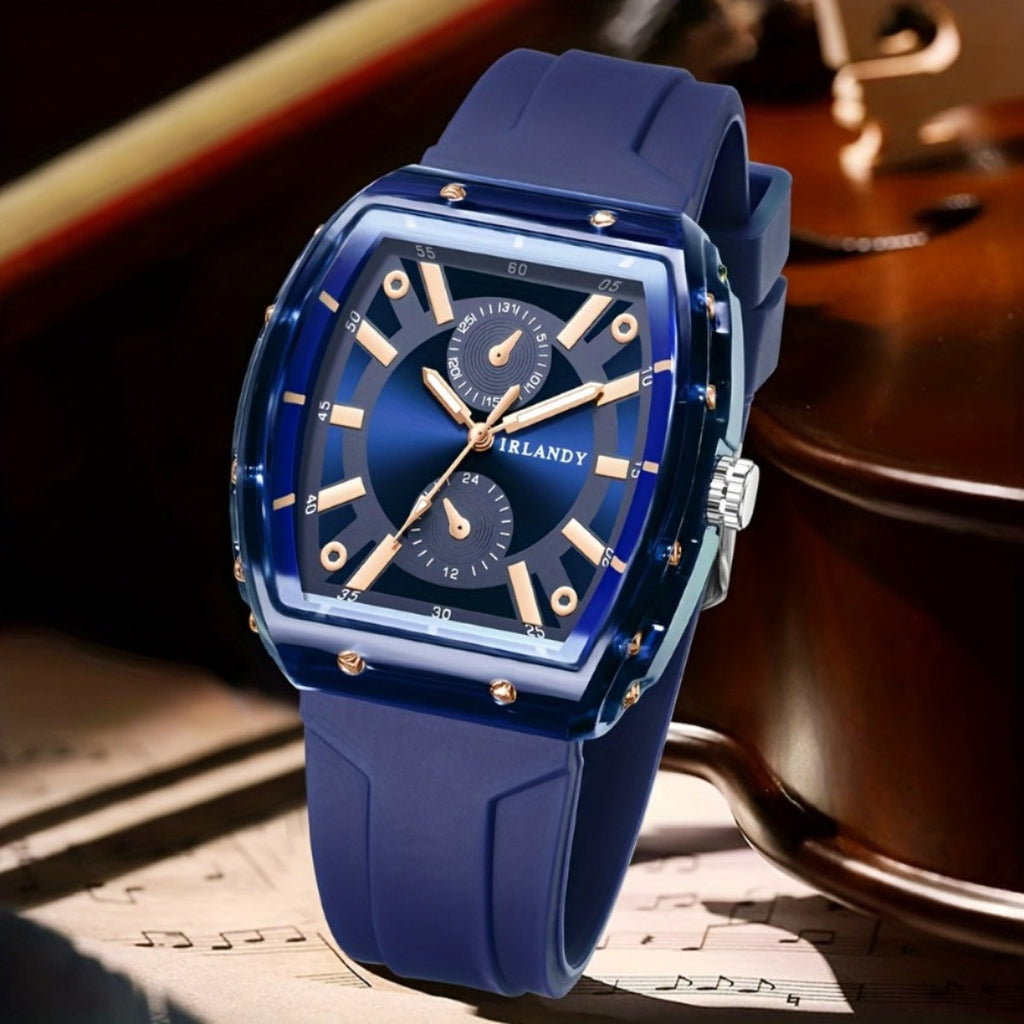 5-Pack Men's Quartz Watches – Casual Sport Minimalist Style with Alloy Case & Silicone Strap, Barrel Dial Wristwatch Set for Men, Daily Wear, Father's Day, Birthday & Holiday Gift