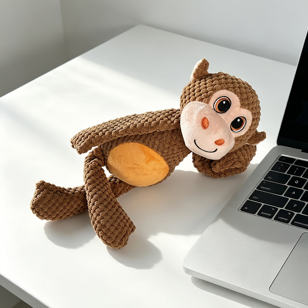 Extra Large Pet Squeaky Plush Toy for Dogs & Cats – Double-Layer Tear-Resistant Cartoon Monkey Interactive Chew Toy, Crinkle Stuffed Animal No Battery Required