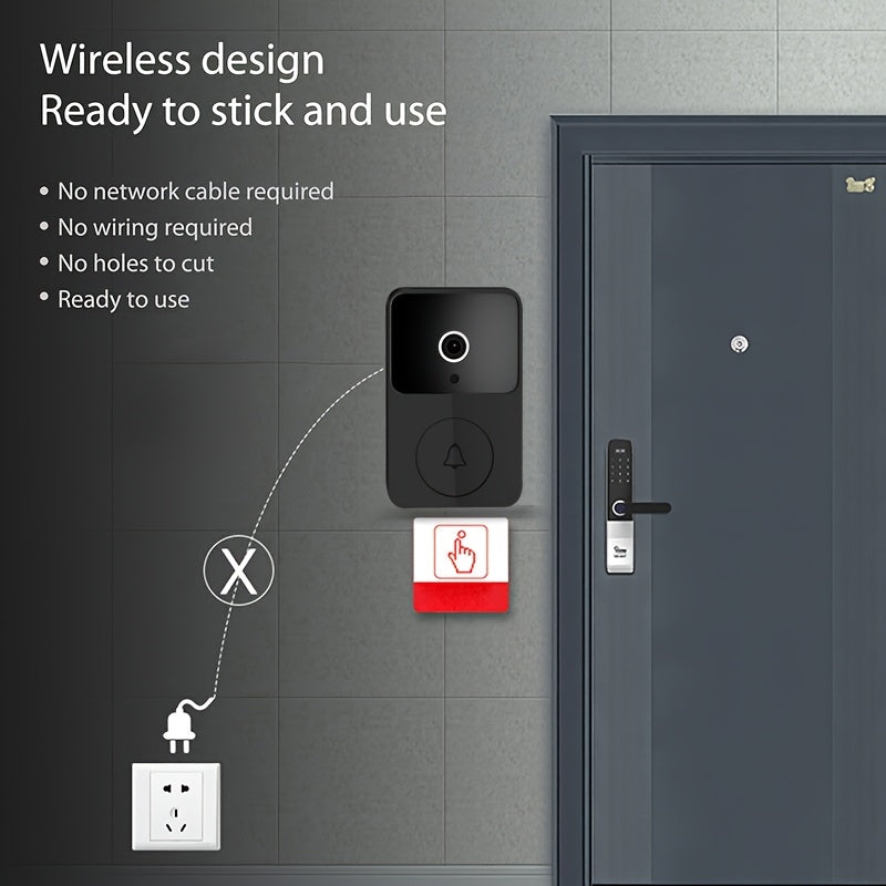 Wireless Video Doorbell Camera with HD Night Vision, Motion Alerts & Two-Way Audio – Smart WiFi Doorbell, Remote Mobile View, Voice Changer, Rechargeable Battery, 2.4GHz, Home Security