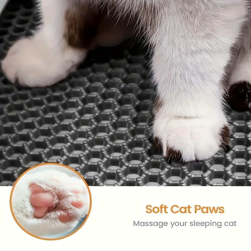 Honeycomb Double-Layer Cat Litter Mat 24x36 Inch – Urine-Proof Waterproof Scatter Trapping Washable Litter Box Mat for Indoor Cats, Reduces Mess & Easy to Clean, Black Dark Gray Light Gray