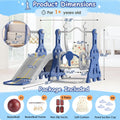 Toddler Slide and Swing Set 4-in-1 Heavy-Duty Indoor Outdoor Kids Playset with Extended Slide Adjustable Padded Swing Basketball Hoop & Enclosed Steps – Ages 1-3