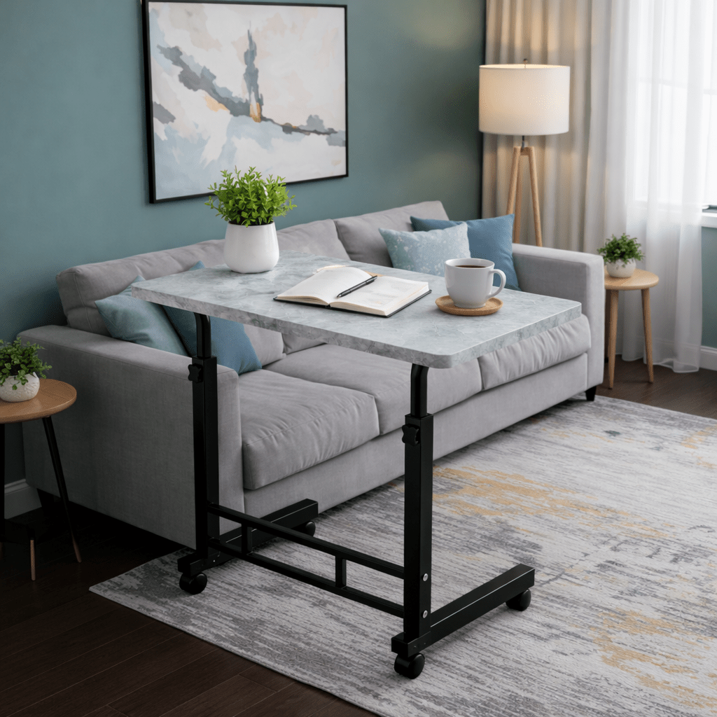 Height Adjustable Mobile Laptop Table with Wheels Rolling Bedside Computer Desk for Bed and Sofa Side Table for Bedroom Dorm Room Small Spaces Available in 8 Colors