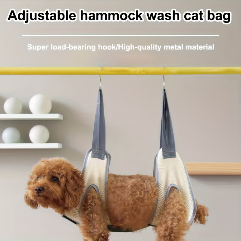 Cat Grooming Hammock for Nail Trimming & Medicine, Breathable Mesh Pet Restraint Hammock for Cats & Small Dogs, Adjustable Straps & Hooks, Cat Hammock for Grooming Care, Bathing & Summer Vet Visits