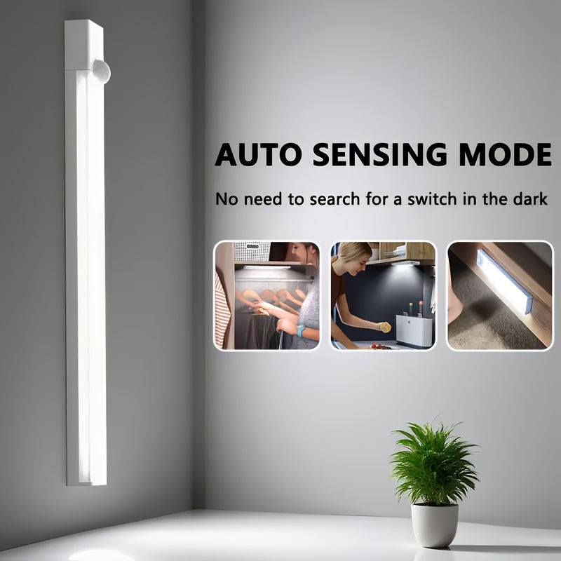 LED Motion Sensor Dimmable Cabinet Light USB-C Rechargeable – Adjustable Color Temperature White & Warm, 3 Modes, Magnetic Mount for Kitchen, Closet, Bedroom, Stairs & Office, 10/20/30cm