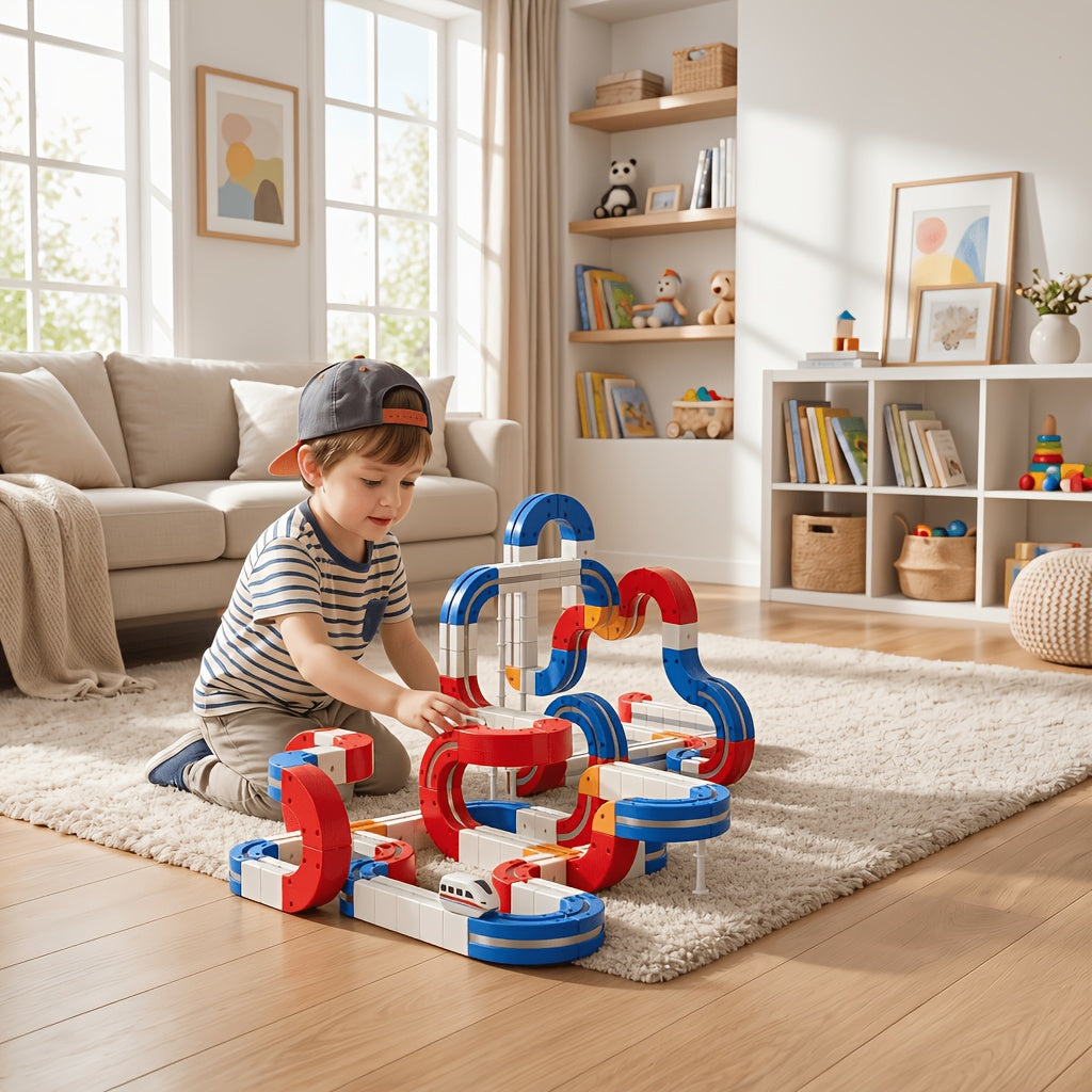 151pcs Double-Sided 3D Gravity-Defying Race Track Set with 2 Cars - Flexible Modular Building Kit, STEM Educational Toy for Kids, Loop Track Infinity Cube | Best Birthday Christmas Gift for Boys Girls