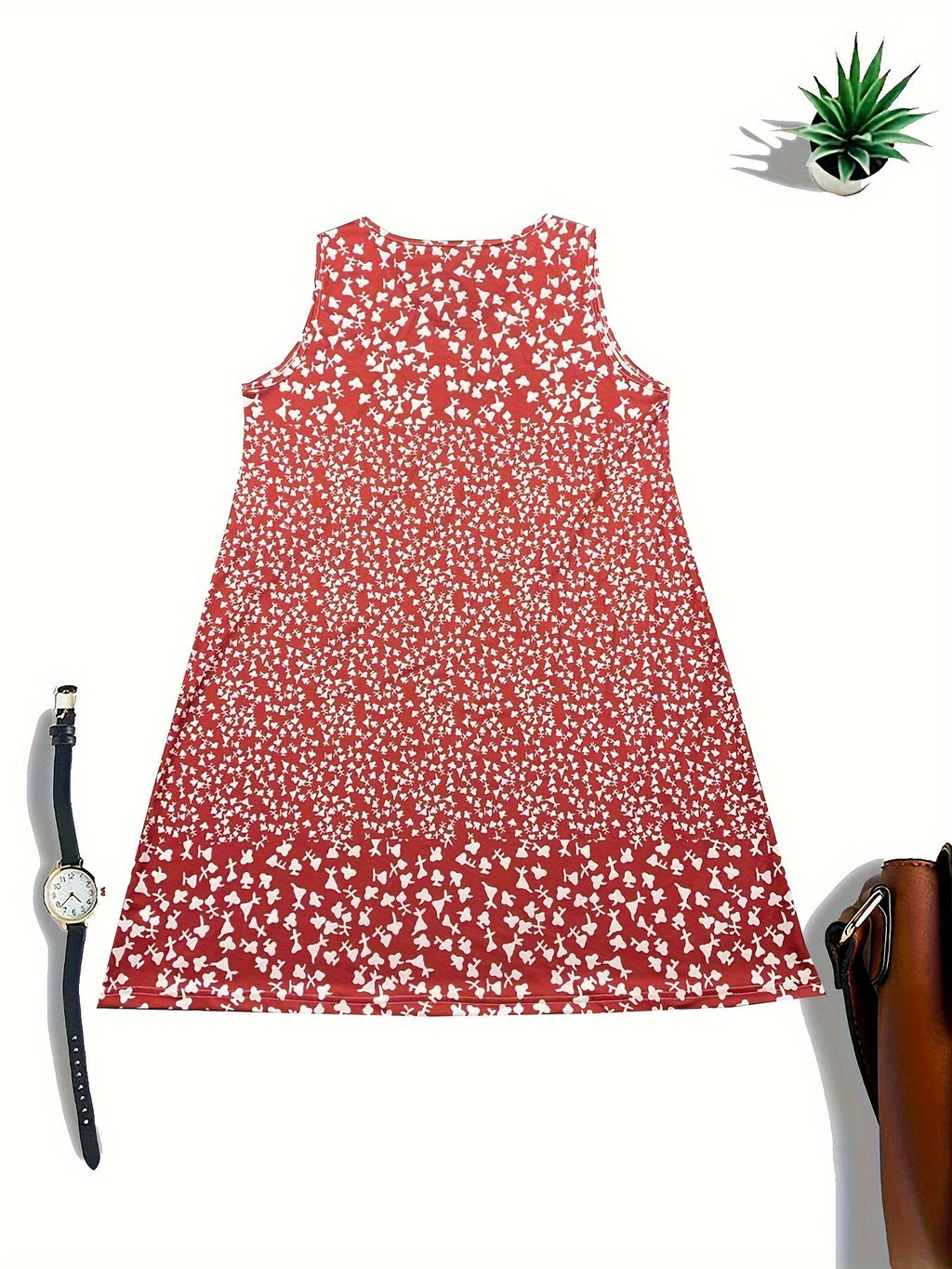 Women's V-Neck Sleeveless Dress Summer Floral Print Casual Sundress Loose Fit Beach Vacation Dress for Women S M L XL XXL