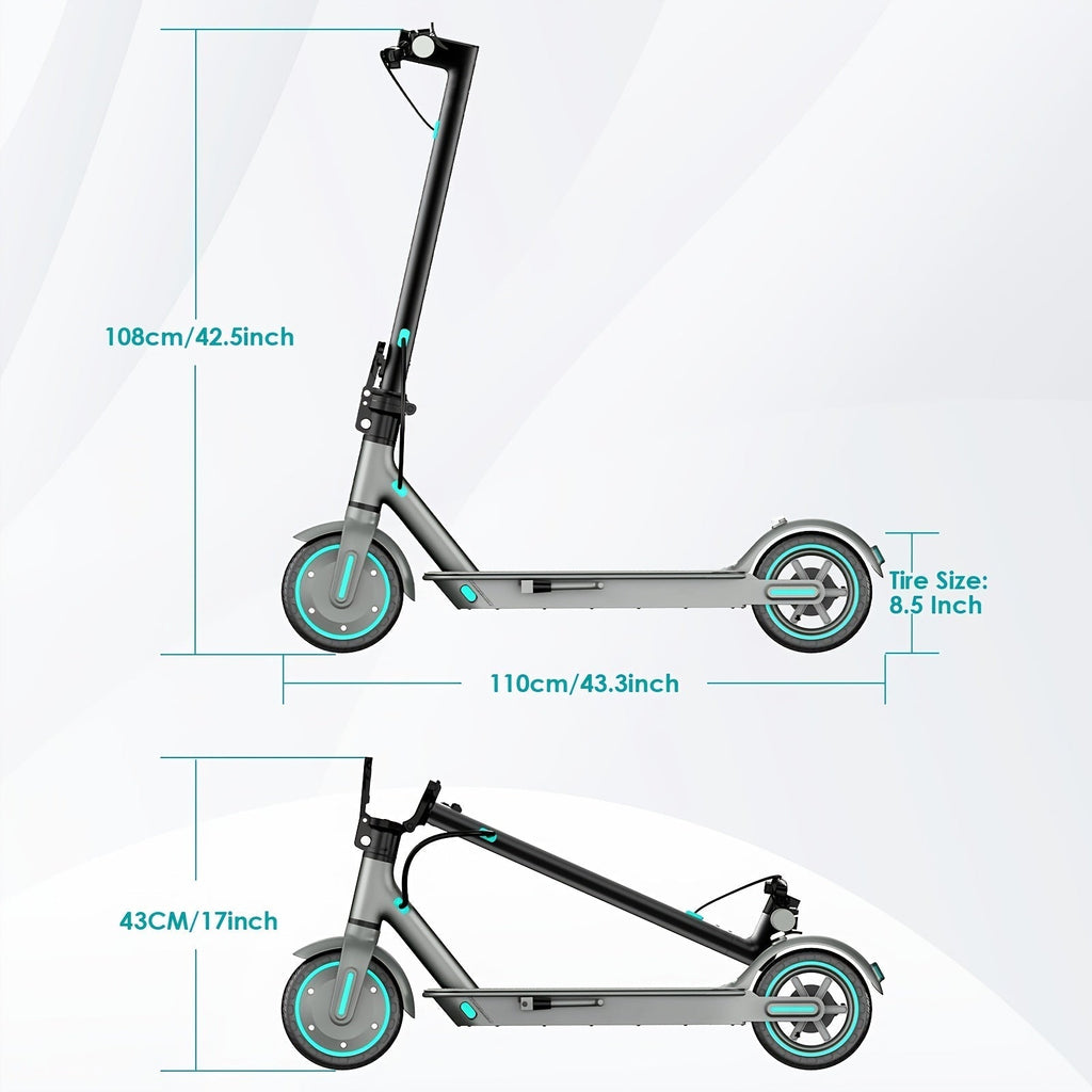 Foldable Electric Scooter for Adults 350W Brushless Motor Dual Drum Brake 8.5 Inch Solid Tires 3-Speed LCD Display 265 lbs Max Load 3-Second Fold Portable Urban Commuter E-Scooter