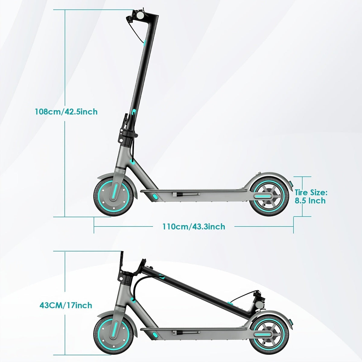 Foldable Electric Scooter for Adults 350W Brushless Motor Dual Drum Brake 8.5 Inch Solid Tires 3-Speed LCD Display 265 lbs Max Load 3-Second Fold Portable Urban Commuter E-Scooter