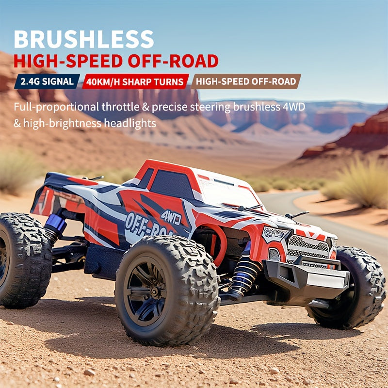 JJRC 1:20 Brushless 4WD RC Rock Racer - Remote Control Off-Road Truck with Full Proportional Control, Hydraulic Suspension, LED Headlights, Steel Drivetrain | Best RC Car for Kids & Adults