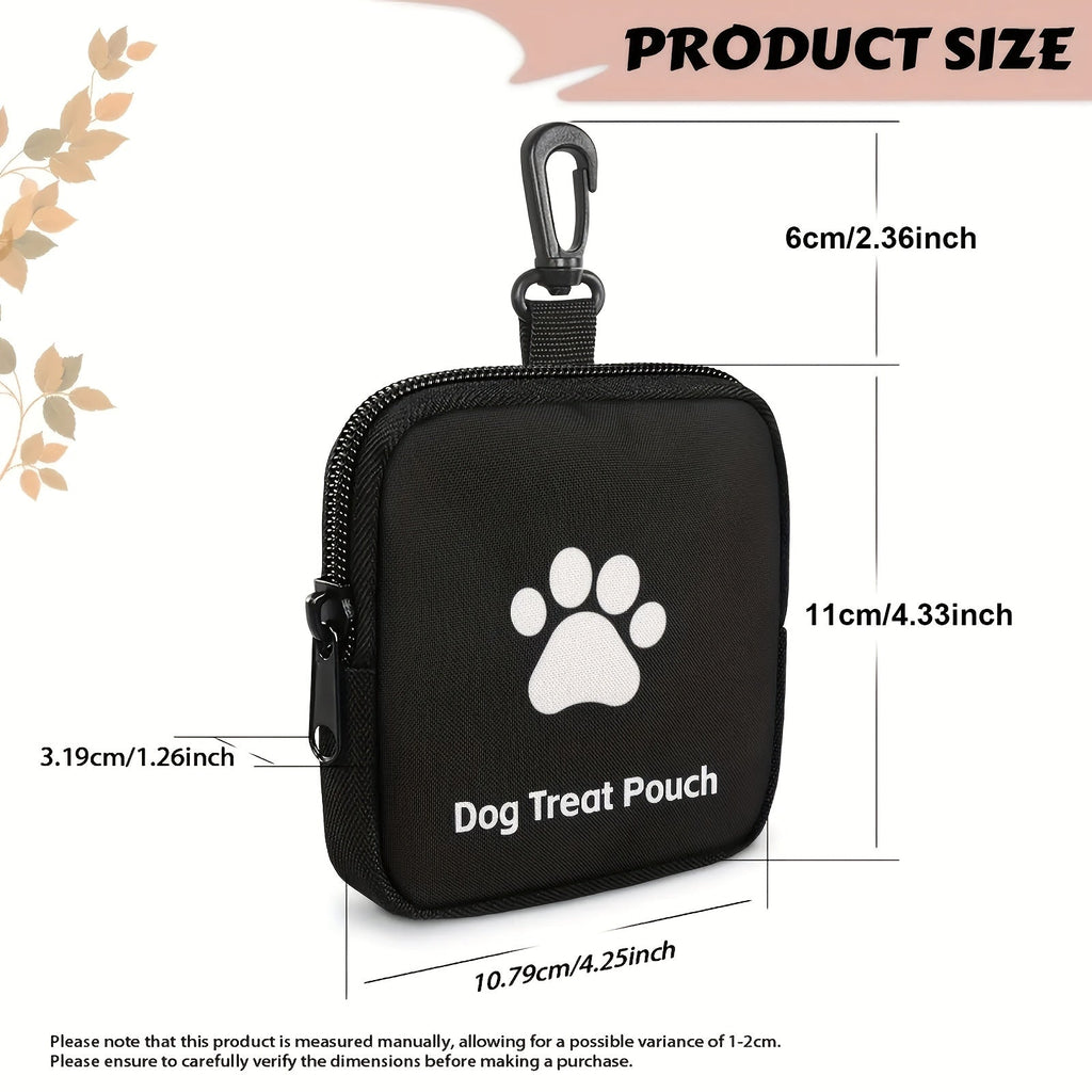 Dog Training Treat Pouch with Zipper - Portable Pet Snack Bag for Outdoor Walks Training and Travel, Hands-Free Dog Treat Bag with Belt Clip, 4 Colors Black Purple Blue Red
