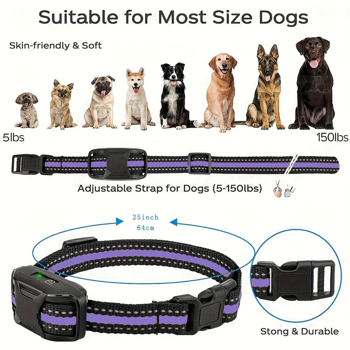 Dog Training Collar with Remote – 4150ft Range, Shock Vibration & Beep Modes, Rechargeable E-Collar for Small to Large Dogs 5-150lbs, 1 Dog & 2 Dog Options, Purple