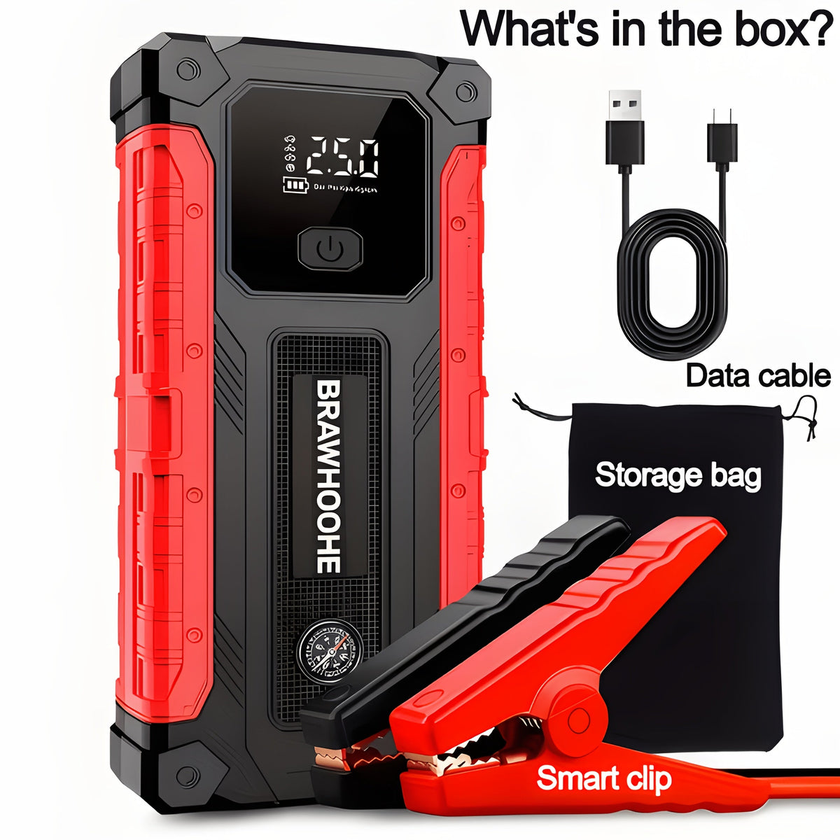 9-in-1 Car Jump Starter 6500A 12V with 160PSI Air Compressor – Portable Battery Booster, Emergency Power Bank, LED Flashlight & Roadside Kit, Wireless Jump Starter for Cars, Trucks, SUVs & Motorcycles