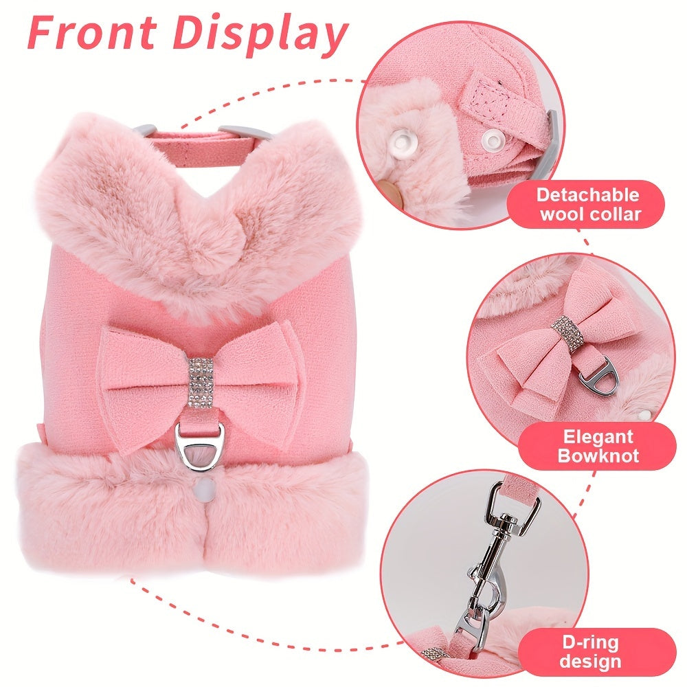 Small Dog Harness and Leash Set Soft Warm Winter Vest Harness for Small Dogs Cats Chihuahua Yorkie – Padded No-Pull Puppy Harness with Quick Release Buckle Dog Clothes Vest for Outdoor Walking